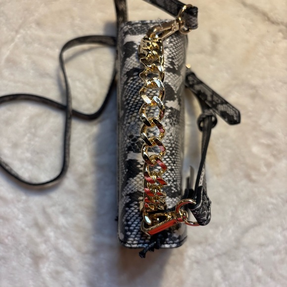 NWT Rachel Zoe Bag Pixie Black Gray Snakeskin Animal Print Crossbody Gold Hrdwr - Picture 6 of 16